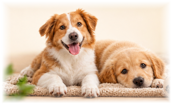 Due cuccioli che compaiono mentre scorri la pagina